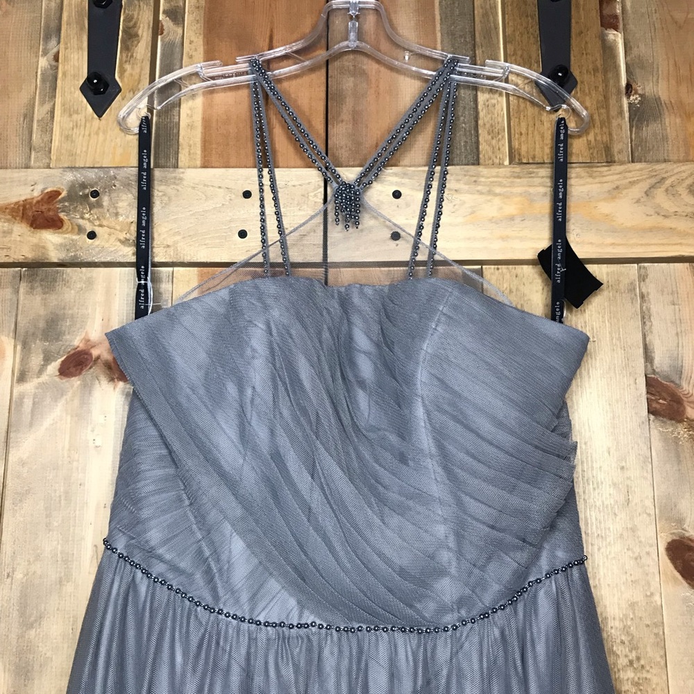 Alfred Angelo Strapless Gray Prom Bridesmaid Dress - Picture 4 of 8